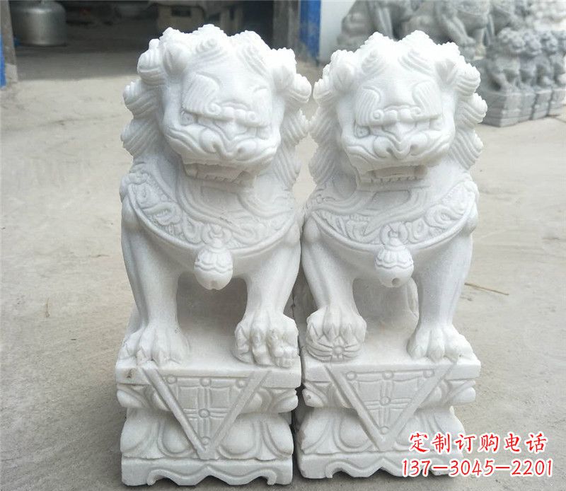 辽阳定制精美的汉白玉酒店吉祥狮子门墩