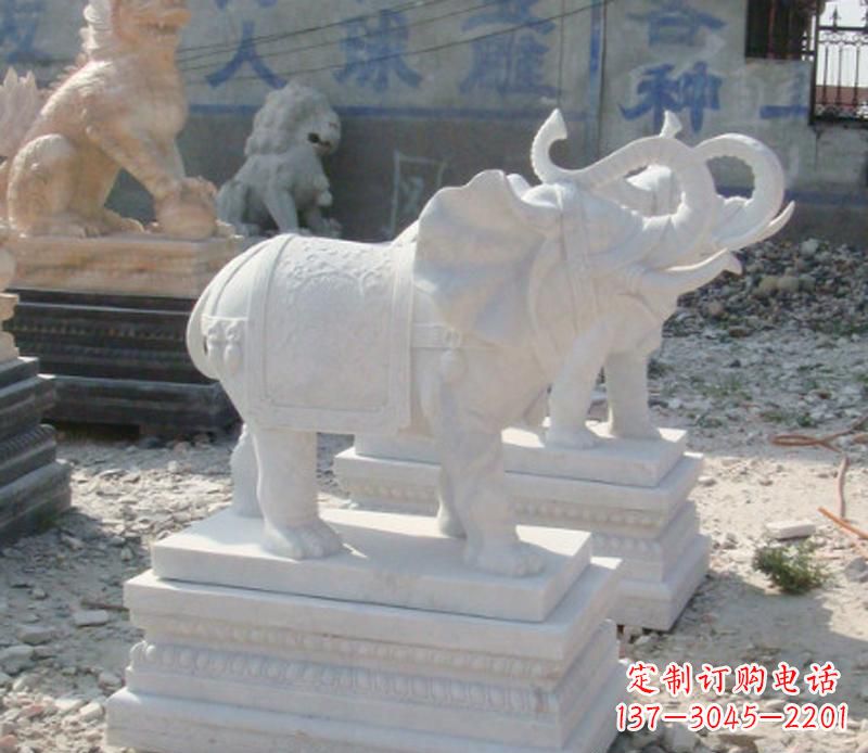 辽阳汉白玉天然大象雕塑
