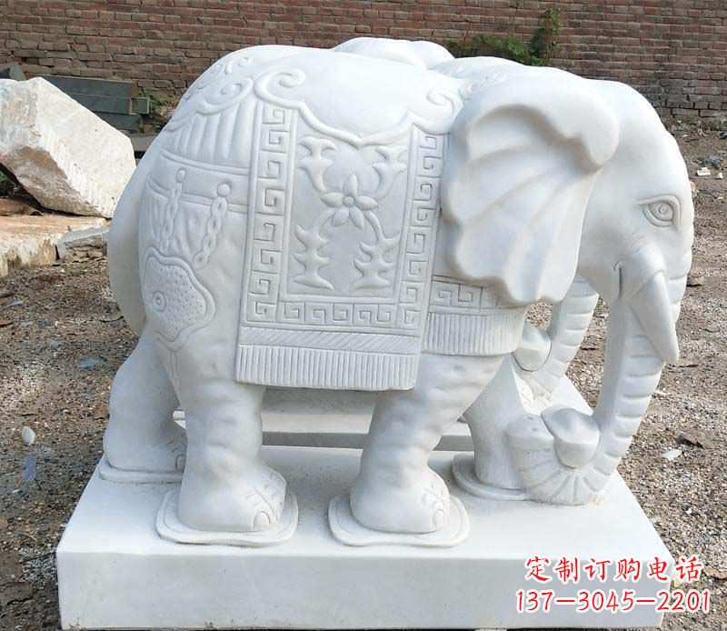 辽阳中领雕塑汉白玉卷鼻大象雕塑