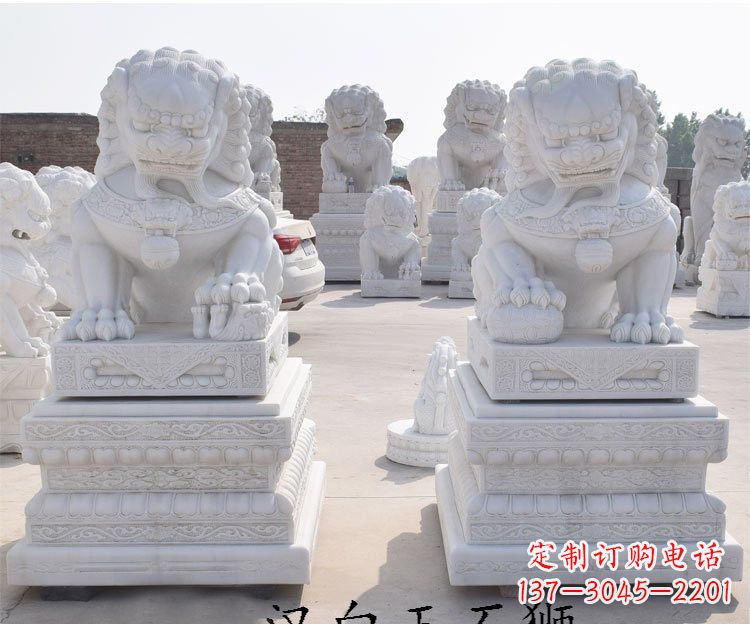 辽阳汉白玉看门石狮子