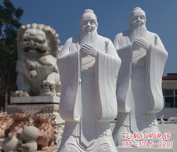 辽阳汉白玉孔子校园古代名人石雕_1