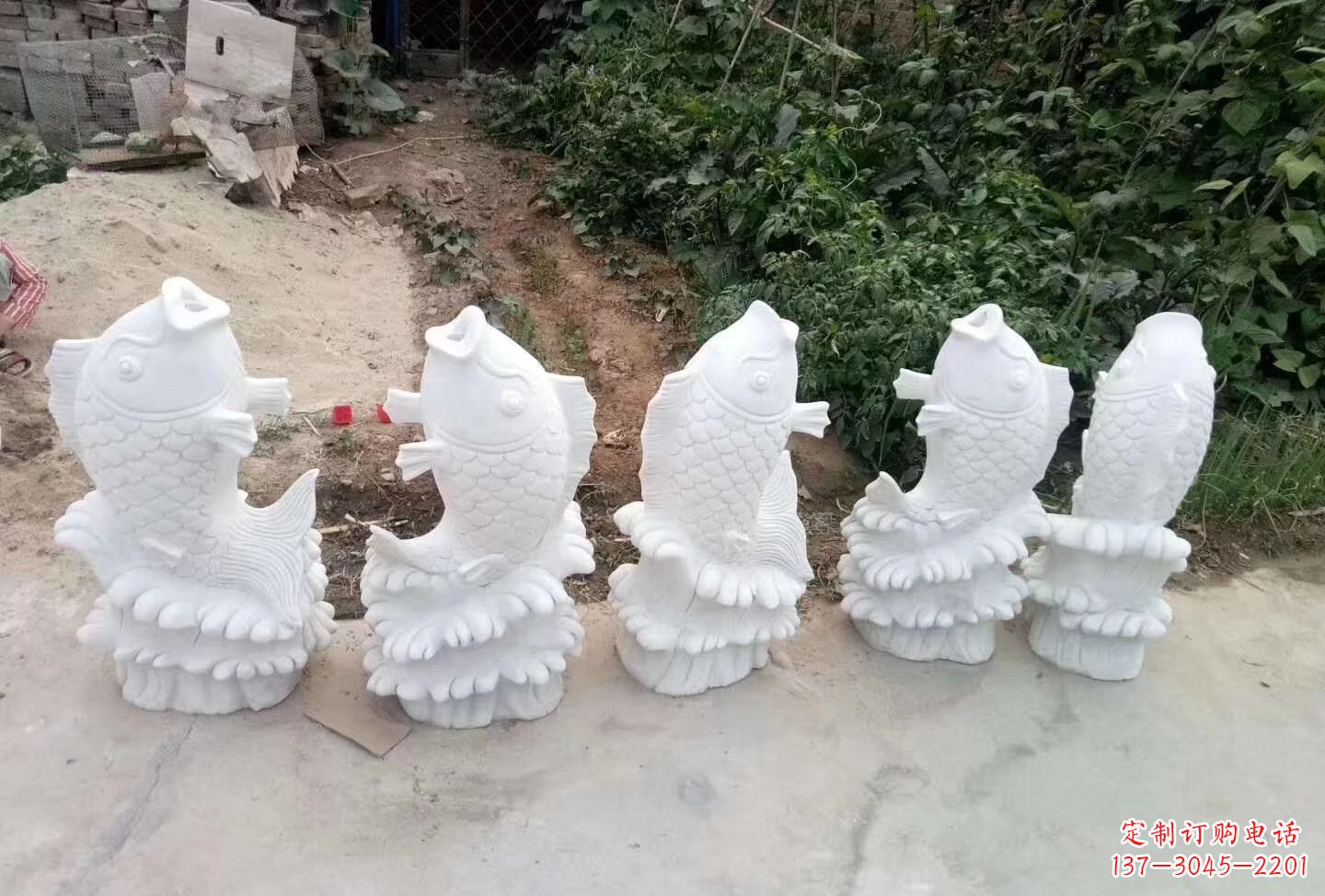 辽阳中领雕塑:高质汉白玉鲤鱼喷泉石雕