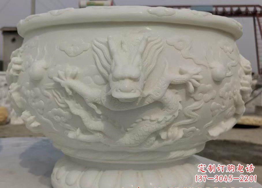 辽阳中领雕塑汉白玉龙鱼缸雕塑,是由专业雕塑定…