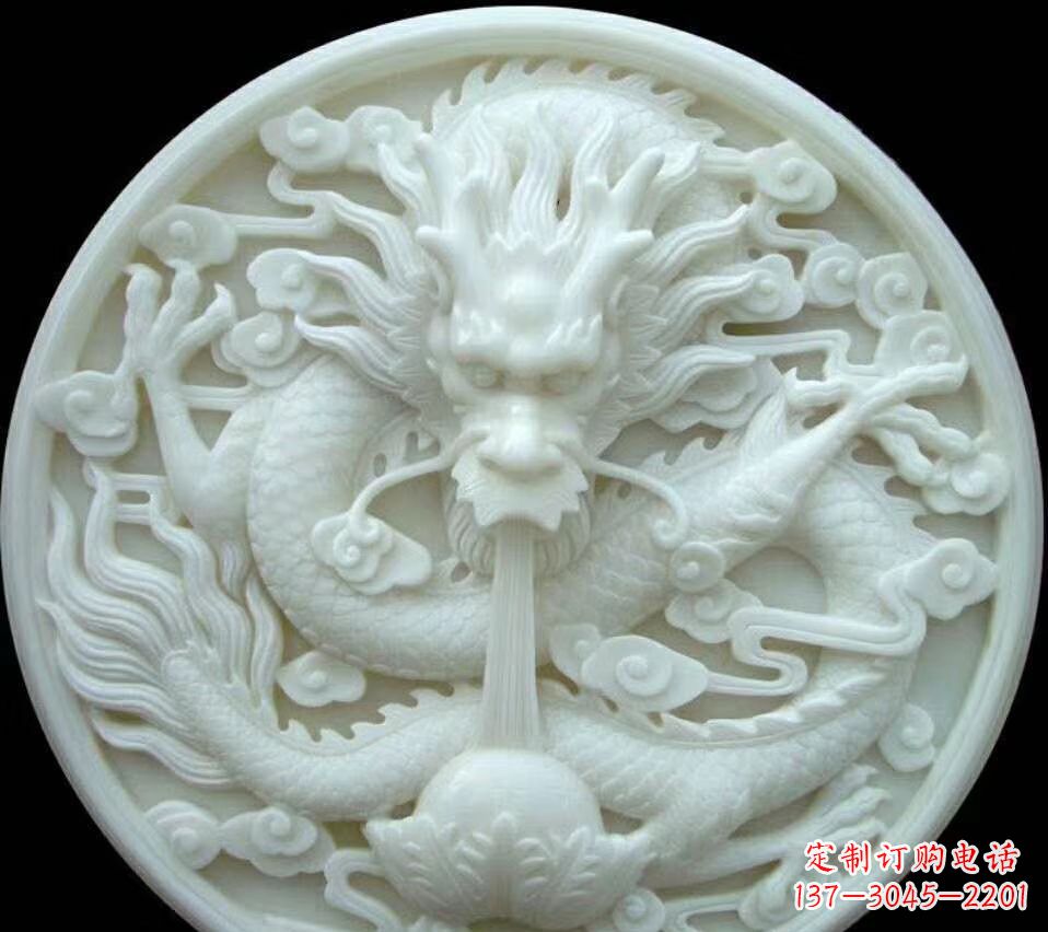 辽阳汉白玉雕刻龙头摆件,悠然吟诗引领风尚