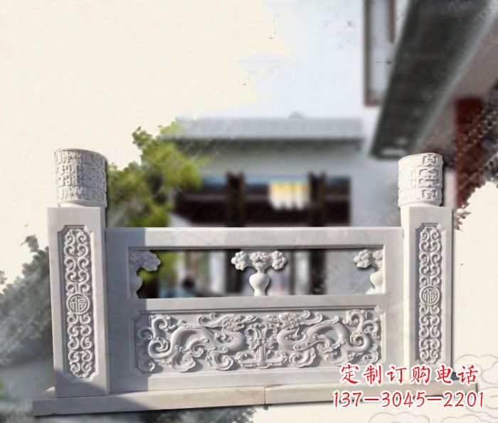 辽阳汉白玉龙石栏板雕塑
