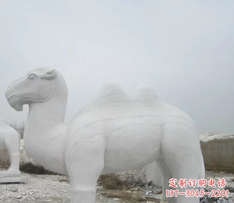 辽阳汉白玉骆驼石雕塑,装点家居空间