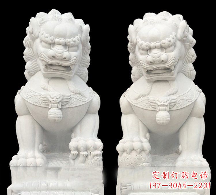 辽阳玉质狮子门口雕塑是由中领雕塑定制制作的,…