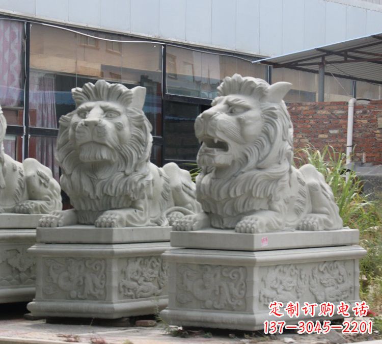 辽阳汉白玉狮子雕塑,欧式风格精美雕塑