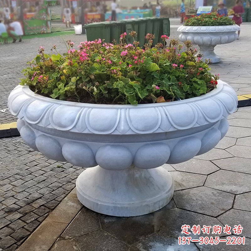 辽阳汉白玉欧式石雕花盆,令您的家园更加精致
