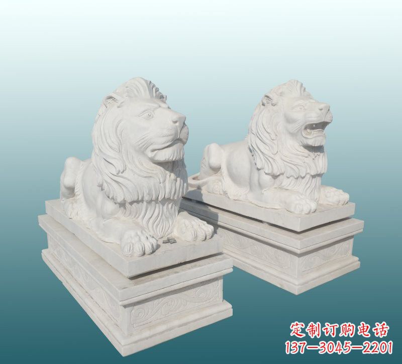 辽阳汉白玉狮子雕塑,来自中领雕塑精美设计