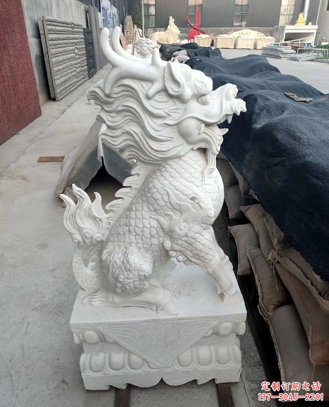 辽阳高雅古朴的汉白玉麒麟雕塑