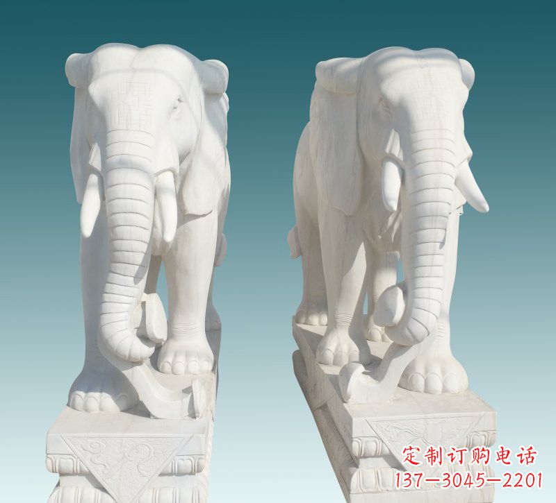 辽阳昂贵的汉白玉大象雕塑,招财又招福