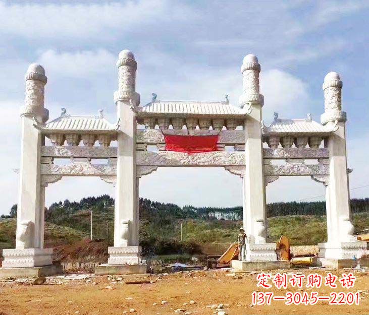 辽阳精美白玉牌坊石雕,品质缔造传世绝品