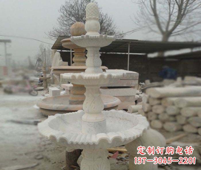 辽阳汉白玉三层别墅小型喷泉石雕,让你的空间更加优雅