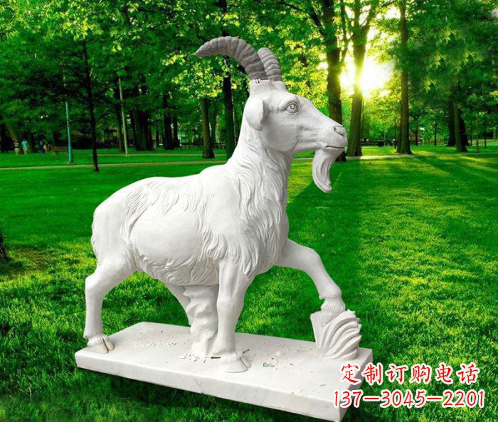 辽阳汉白玉精美山羊雕塑