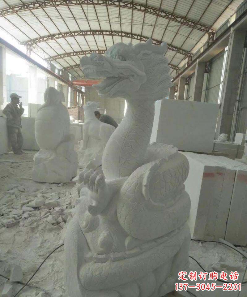 辽阳汉白玉生肖龙雕塑