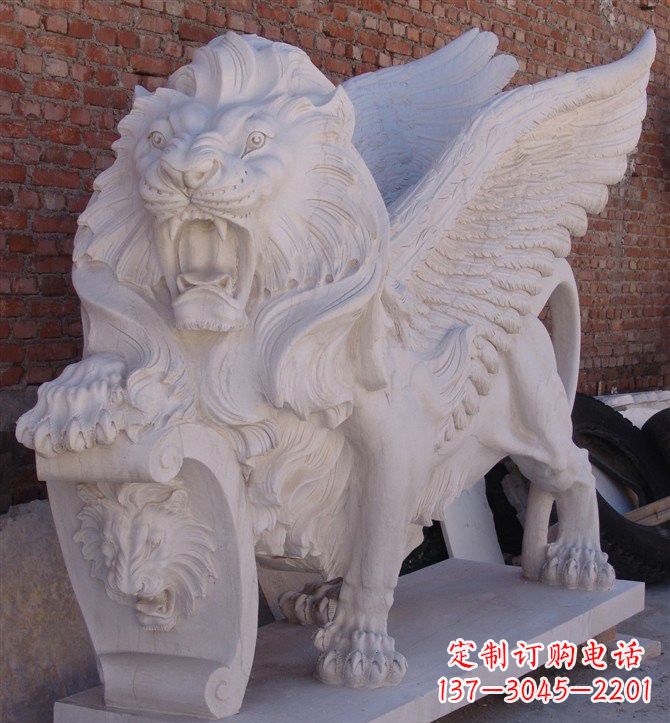 辽阳汉白玉圣马可飞狮石雕