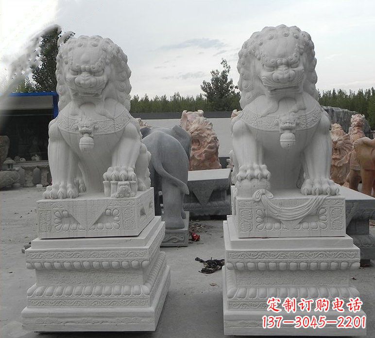 辽阳汉白玉守门狮子雕塑