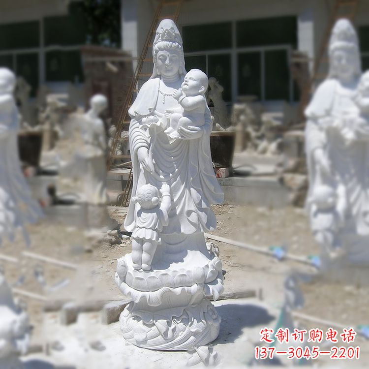 辽阳手工精美的汉白玉观音像