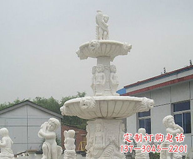 辽阳汉白玉天使大型喷泉石雕