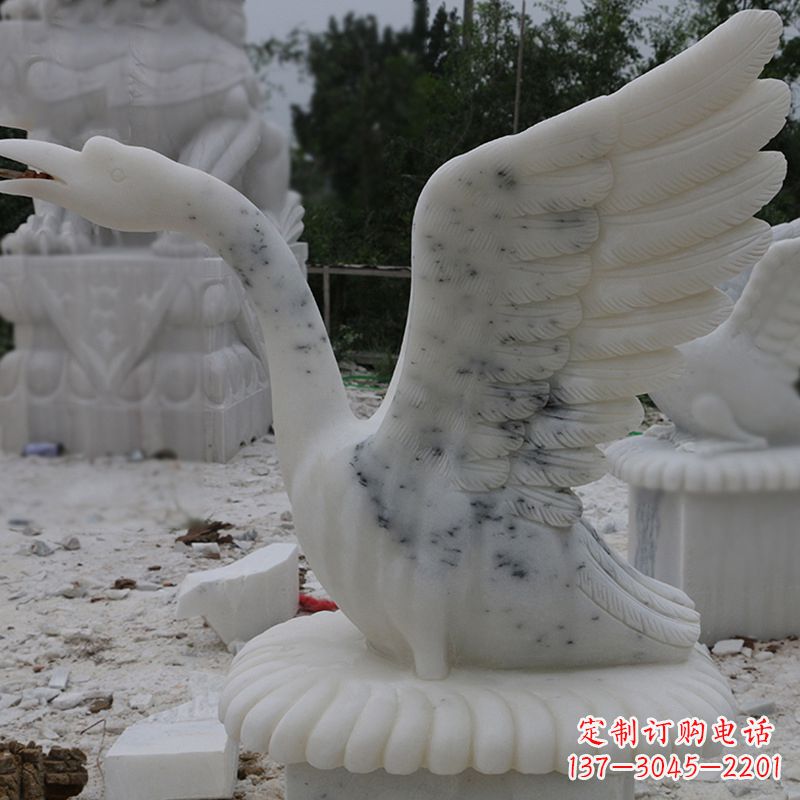辽阳汉白玉天鹅石雕,精美绝伦,令人叹为观止