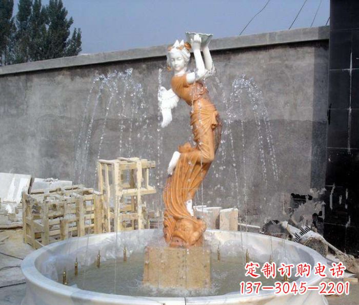辽阳汉白玉西方人物公园石雕喷泉