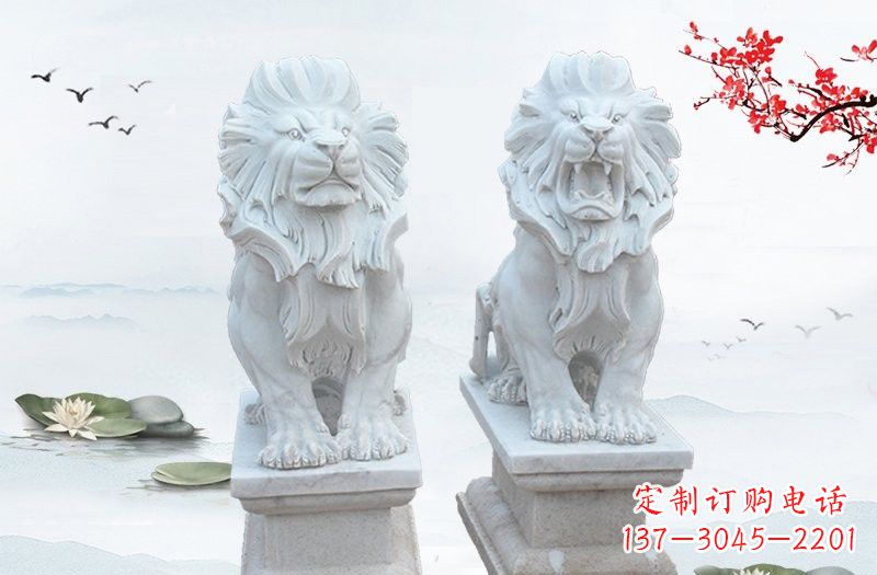 辽阳汉白玉西洋狮子