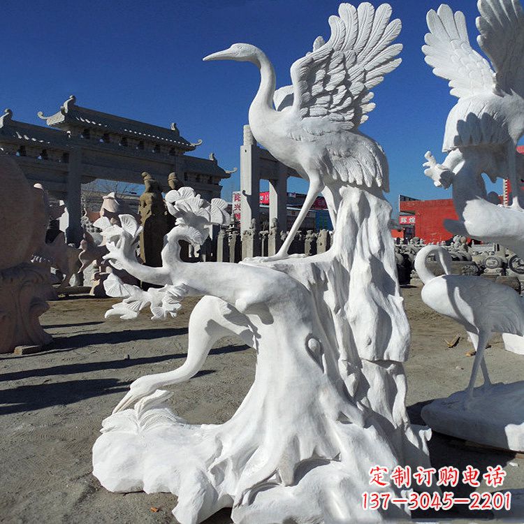 辽阳汉白玉仙鹤景观石雕