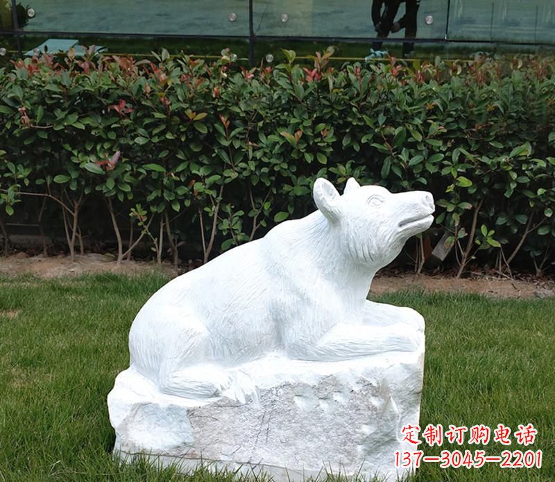 辽阳唯美可爱的汉白玉小区动物熊雕塑