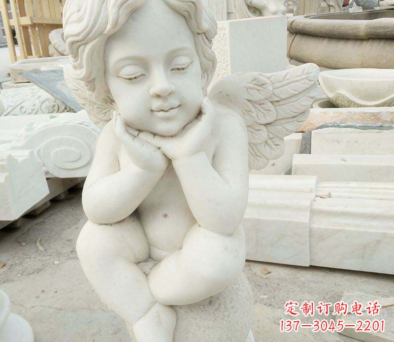 辽阳汉白玉小天使西方儿童石雕,让孩子们拥有属于自己的天使