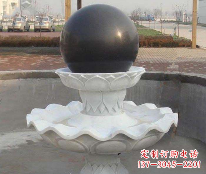 辽阳汉白玉小型风水球喷泉石雕