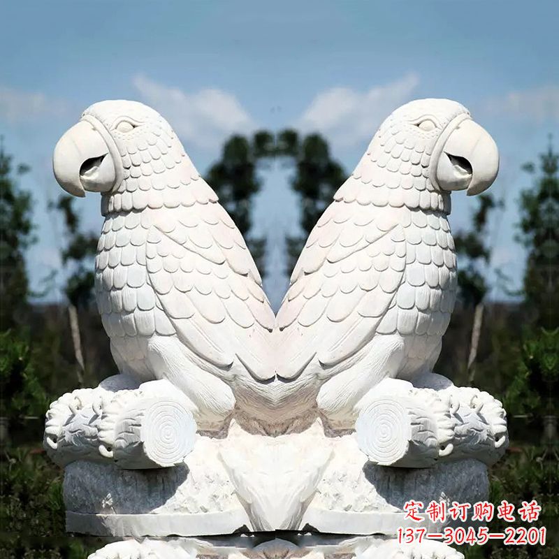 辽阳汉白玉鹦鹉石雕,令你赏心悦目