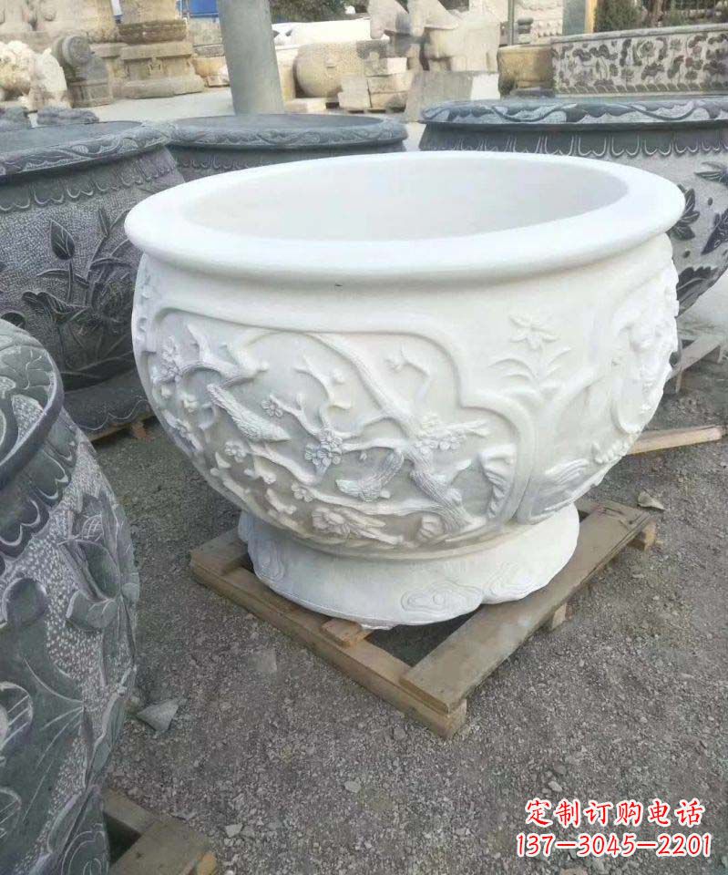 辽阳汉白玉圆形水缸