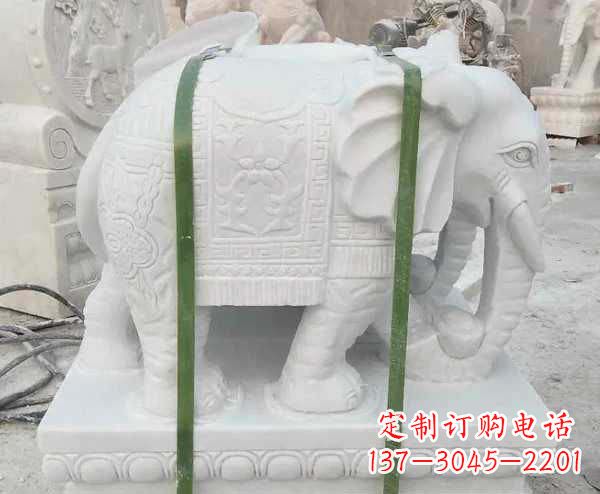 辽阳瑞气四溢的汉白玉招财大象雕塑