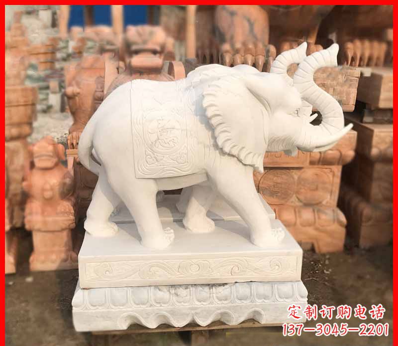 辽阳汉白玉招财大象雕塑
