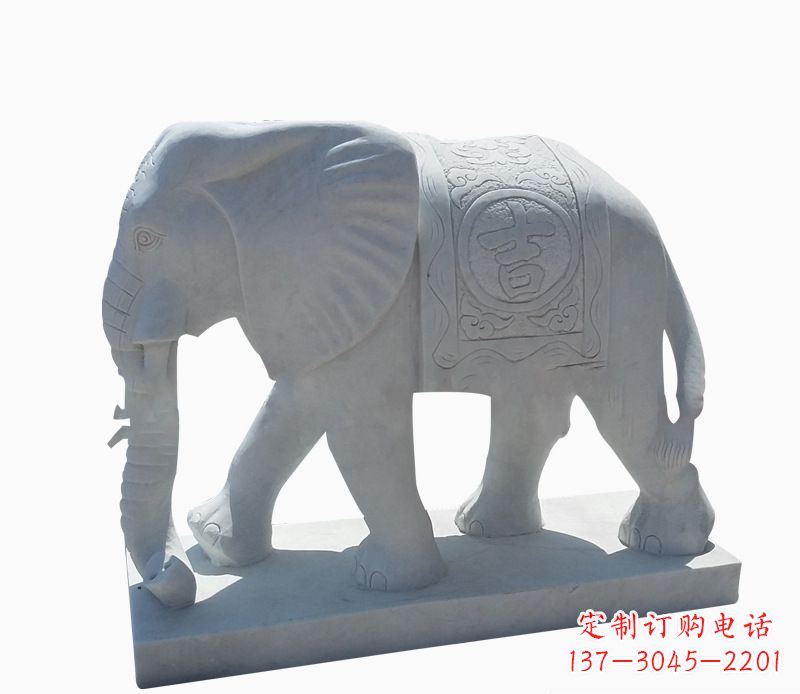 辽阳桃花开,当铺金,汉白玉大象雕塑,吉祥引财