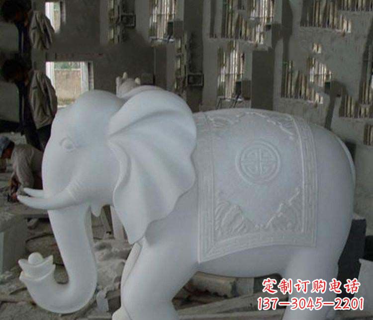 辽阳汉白玉大象雕塑,带来好运