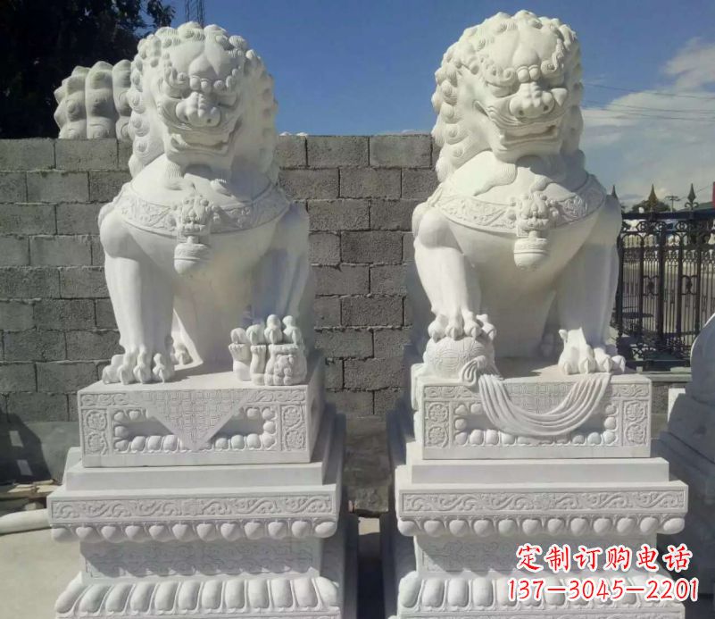 辽阳汉白玉镇宅狮子石雕,完美贴近生活