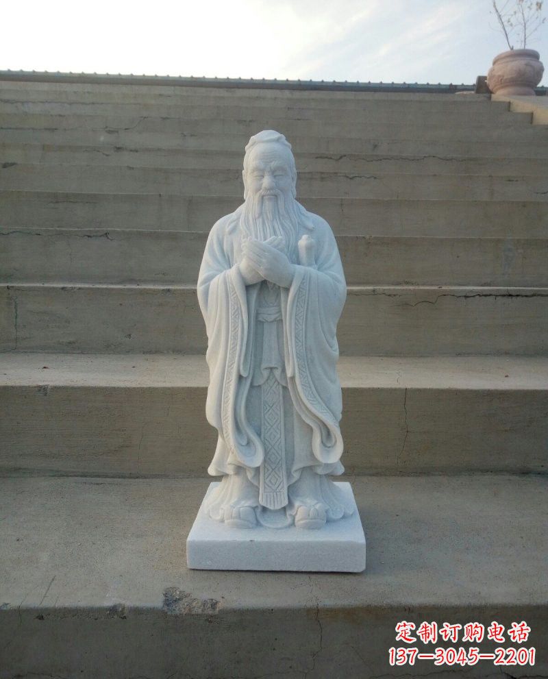 辽阳汉白玉孔子石雕,雕刻传承千百年文明