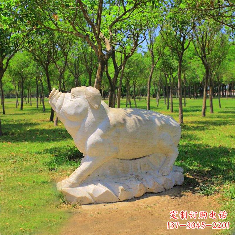 辽阳传统十二生肖精美手工猪石雕动物雕塑