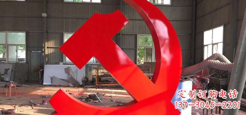 辽阳河南不锈钢党徽雕塑,精致而完美