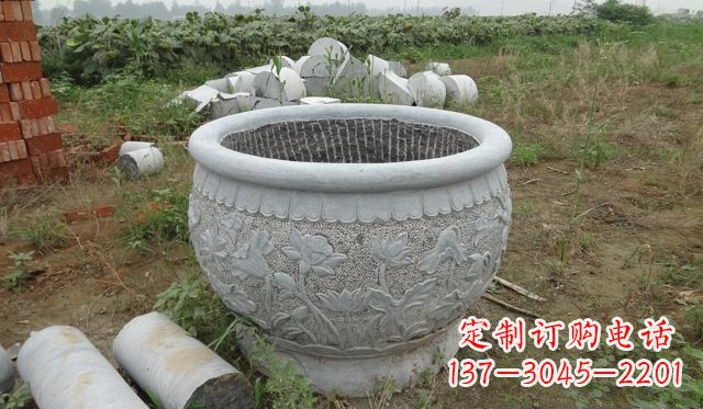 辽阳荷花花盆公园景观石雕,千般美妙一览无余