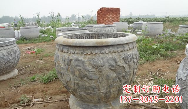 辽阳荷花花盆公园景观石浮雕