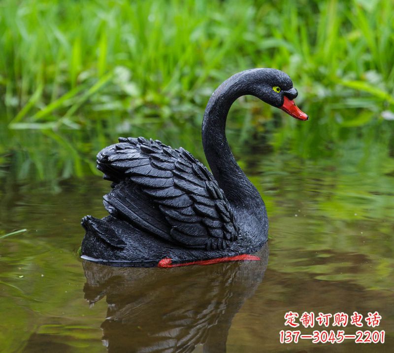 辽阳精致风范:黑天鹅展翅玻璃钢仿真雕塑