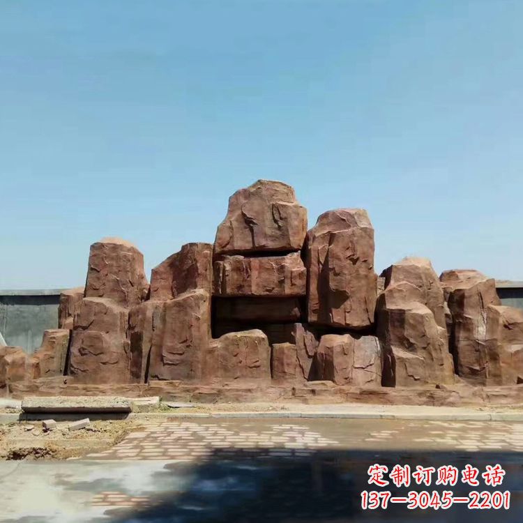 辽阳假山雕塑,红色塑石精美制作