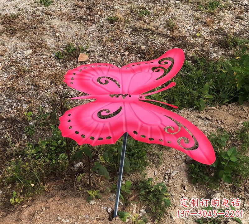 辽阳红色铁艺不锈钢蝴蝶雕塑