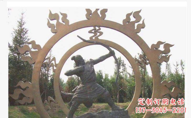辽阳后羿射日玻璃钢仿铜人物雕塑