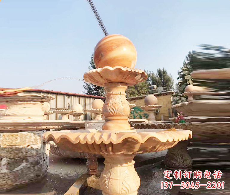 辽阳湖北石雕风水球喷泉——精品水泵雕塑