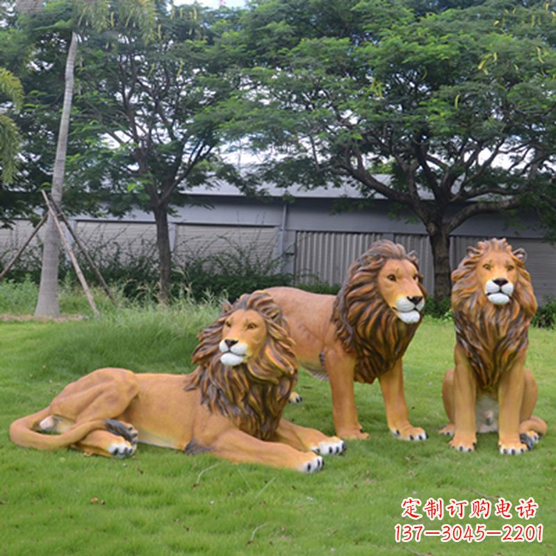 辽阳把公园里的斗勇气释放出来--领雕金刚户外仿真狮子雕塑