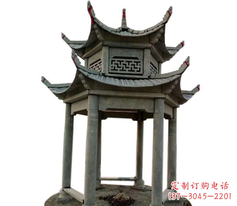 辽阳户外双层六角凉亭石雕